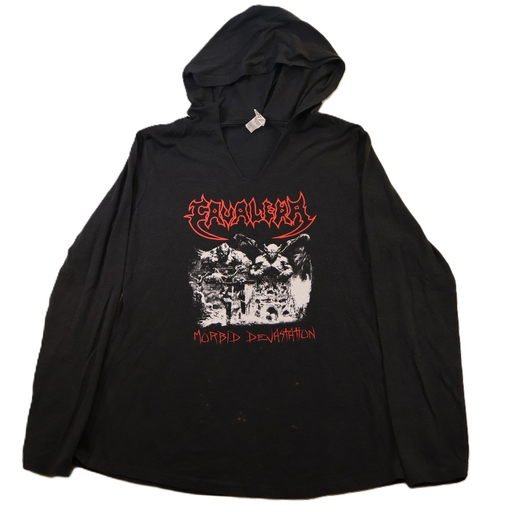 District Womens M Hoodie Black Cavalera Morbid Devastation Graphic Light Hoodie‎